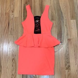 Charlotte Russe Neon Peplum Dress, Size M